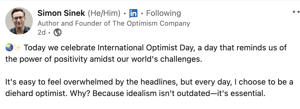sinek on diehard optimism